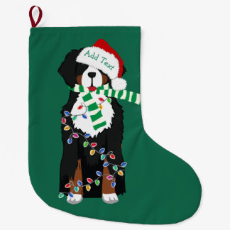 Custom Christmas Bernese Mountain Holiday Dog Large Christmas Stocking