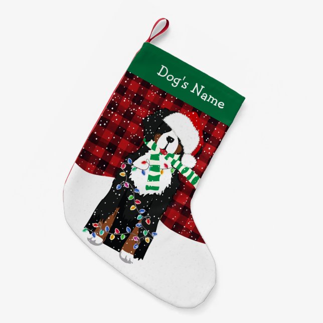 Custom Christmas Bernese Mountain Holiday Dog Small Christmas Stocking (Front (Hanging))