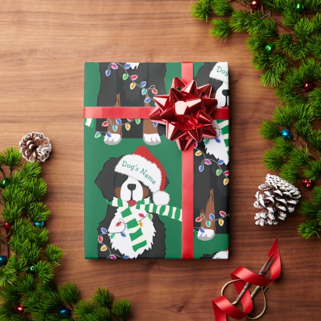 Custom Christmas Bernese Mountain Holiday Dog Wrapping Paper (Holiday Gift)