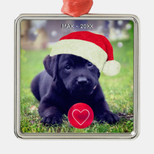 Custom Christmas Black Dog Photo Metal Tree Decoration