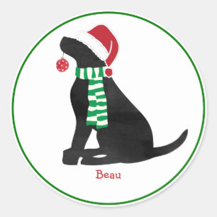 Custom Christmas Black Labrador Holiday Dog Classic Round Sticker