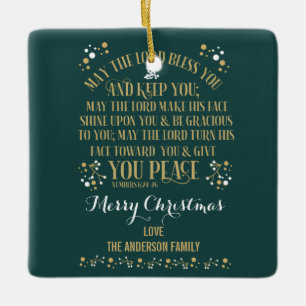 Custom Christmas Blessing Numbers 6:24-26 Photo Ceramic Ornament