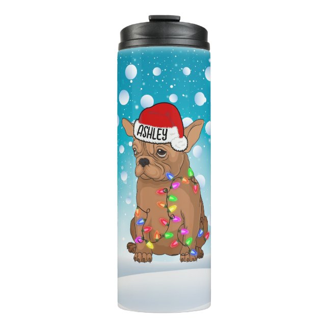Custom Christmas Boston terrier Head Santa Hat The Thermal Tumbler (Front)