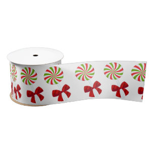 Custom Christmas Candy and Matching Teddy Bear Satin Ribbon