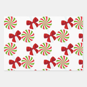 Custom Christmas Candy and Matching Teddy Bear  Wrapping Paper Sheet