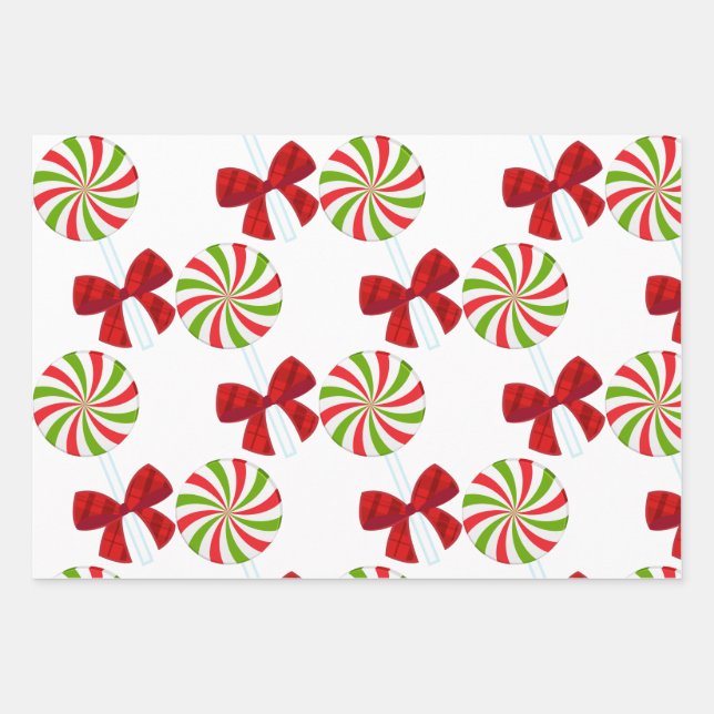 Custom Christmas Candy and Matching Teddy Bear  Wrapping Paper Sheet (Front)