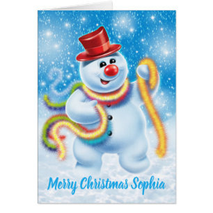 Custom Christmas card Jolly snowman