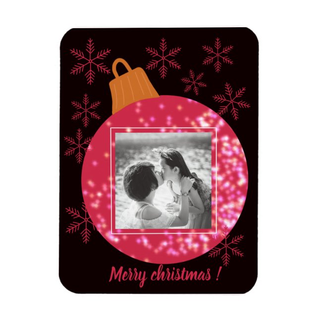 Custom christmas card photo collage black magnet (Vertical)