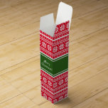 Custom Christmas cardboard wine bottle gift boxes<br><div class="desc">Custom Christmas cardboard paper wine bottle gift boxes. Green and red Nordic snowflake pattern design aka Ugly Christmas Sweater print. Cute design with personalised Merry Christmas greetings and family name. Trendy Holiday party favour or thank you gift idea for friends, family, neighbours, co workers, employee, staff, personnel, company boss, business...</div>