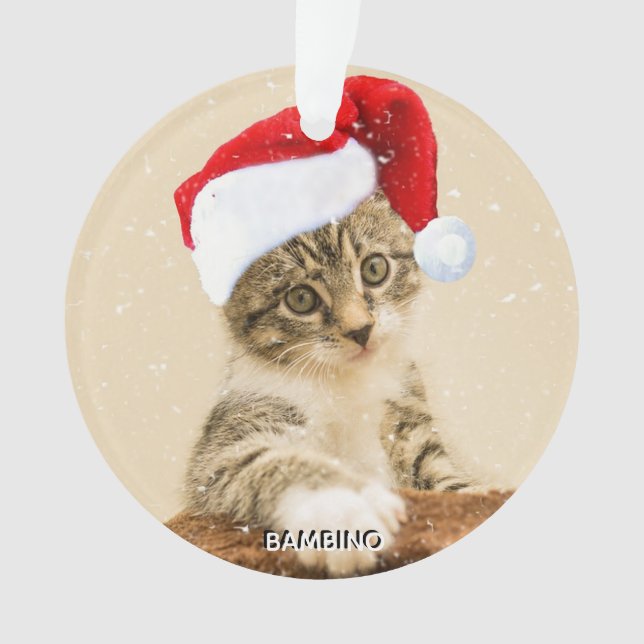 Custom Christmas Carol Cat Photo Personalised Ornament (Front)
