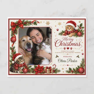 Custom Christmas Cat Lover Photo Postcard