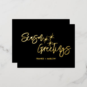 Custom Christmas Company Logo Season Greetings Foil Holiday Postcard