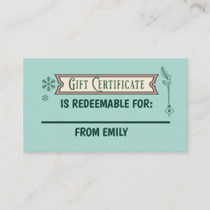 Custom Christmas Coupon Card Redeemable Gift 
