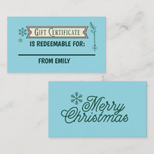 Custom Christmas Coupon Card Redeemable Gift 