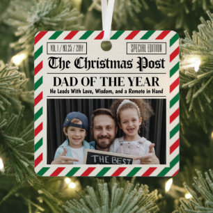 Custom Christmas Dad Gift, Fun Dad Newspaper Metal Tree Decoration