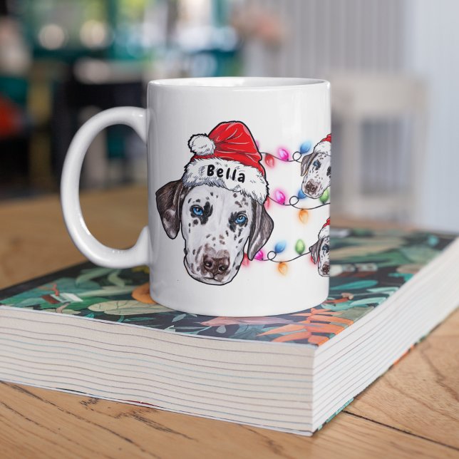 Custom Christmas Dalmatian Head Santa Hat Dog Coffee Mug (Creator Uploaded)