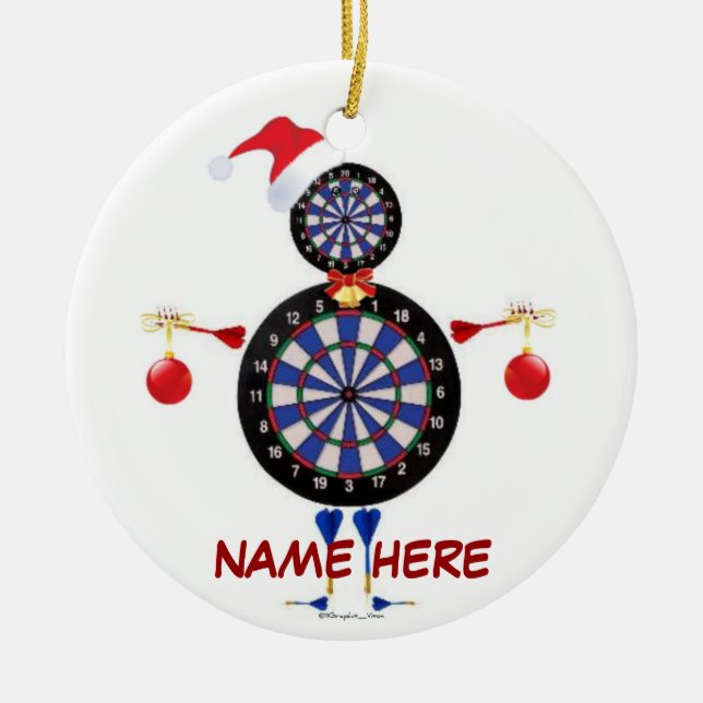 Custom Christmas Dart Player Ceramic Tree Decoration (Front)