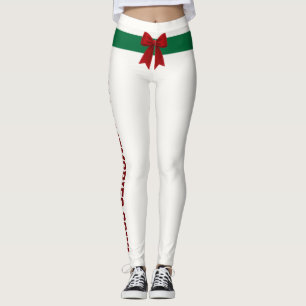 Custom Christmas Deep Merlot Bow Evergreen Pine Leggings