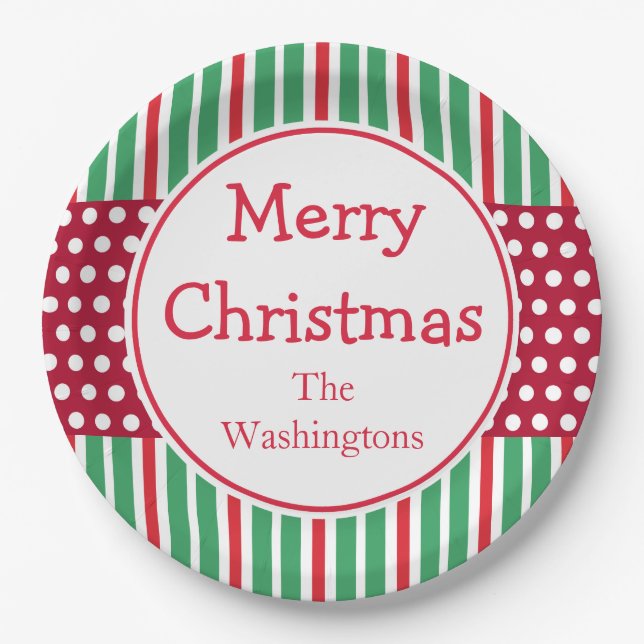 Custom Christmas Dinner Party Paper Plates (Front)