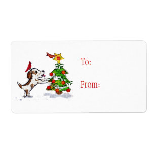 Custom Christmas Dog & Cardinals Gift Labels