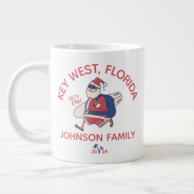 Custom Christmas Family Beach Vacation Matching Large Coffee Mug (Left)