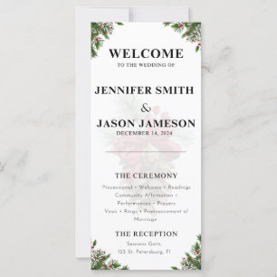 Custom Christmas flower theme wedding program