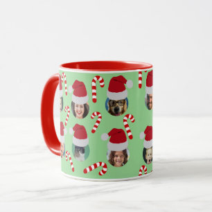 Custom Christmas Funny Family Photo Santa Hats Mug