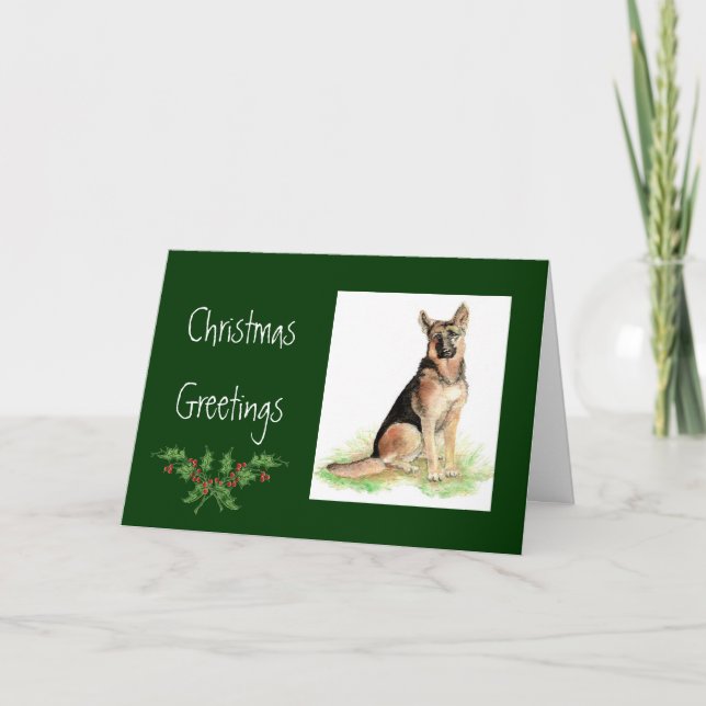 Custom Christmas German Shepherd, Dog, Pet  Animal Holiday Card (Front)