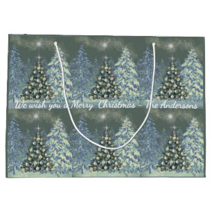Custom Christmas Gift Bag Winter Forest Scene