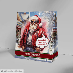 Custom Christmas Gift Bags Handsome Santa Claus