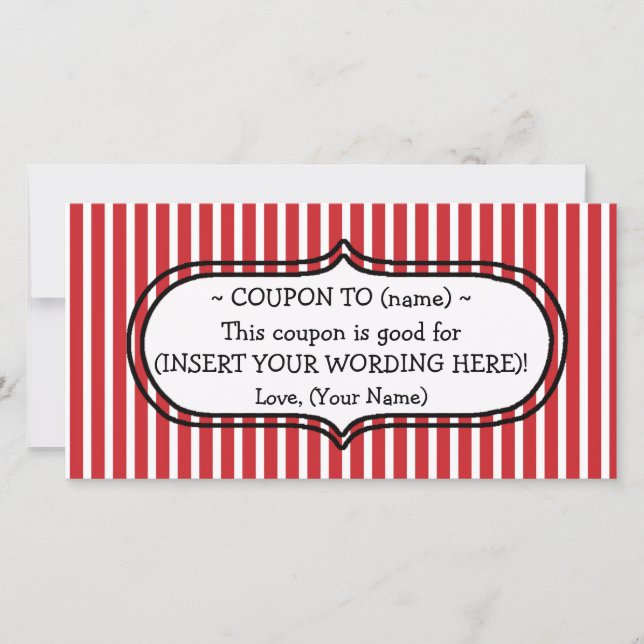 CUSTOM CHRISTMAS GIFT COUPON FOR MOM OR DAD HOLIDAY CARD (Front)