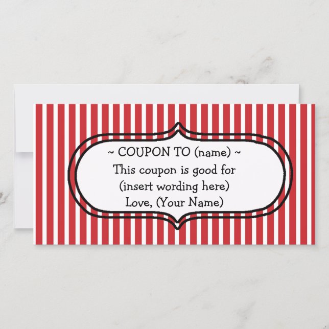 CUSTOM CHRISTMAS GIFT COUPON HOLIDAY CARD (Front)