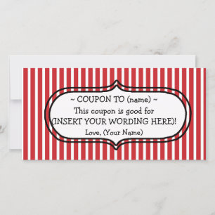 CUSTOM CHRISTMAS GIFT COUPON HOLIDAY CARD