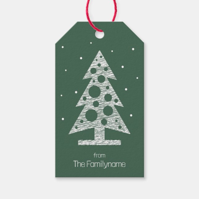 Custom Christmas Gift Tag with Abstract Tree (Front)