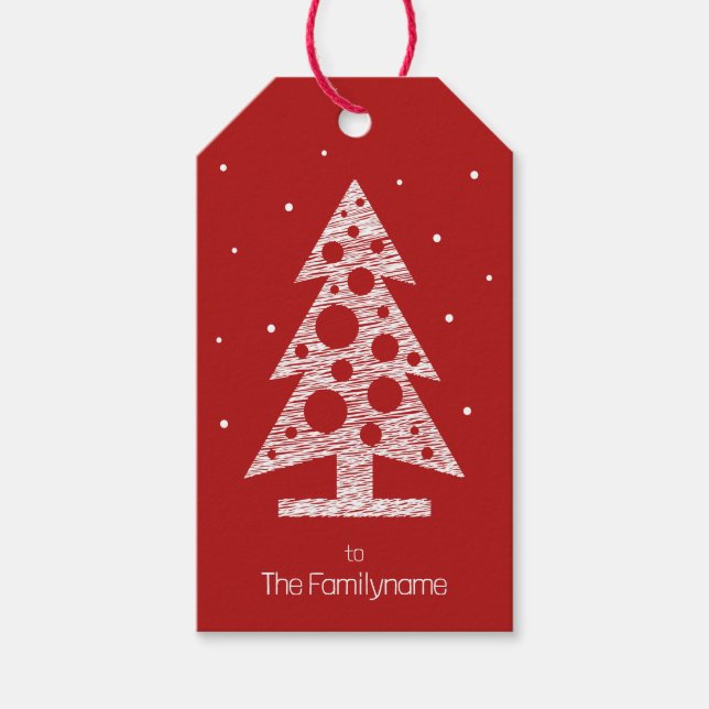 Custom Christmas Gift Tag with Abstract Tree (Front)