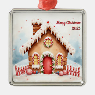 Custom Christmas Gingerbread House First House Metal Tree Decoration