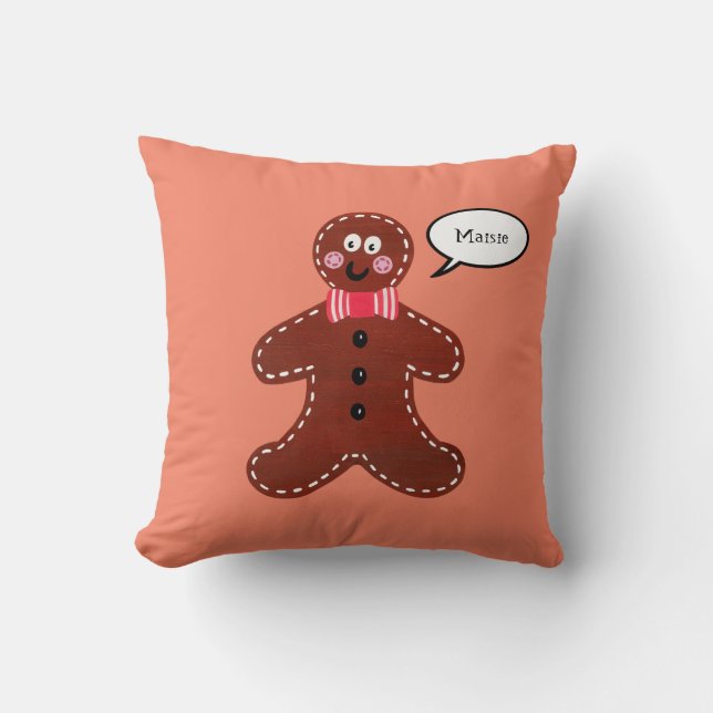 Custom Christmas Gingerbread Man Pillow Cushion (Front)