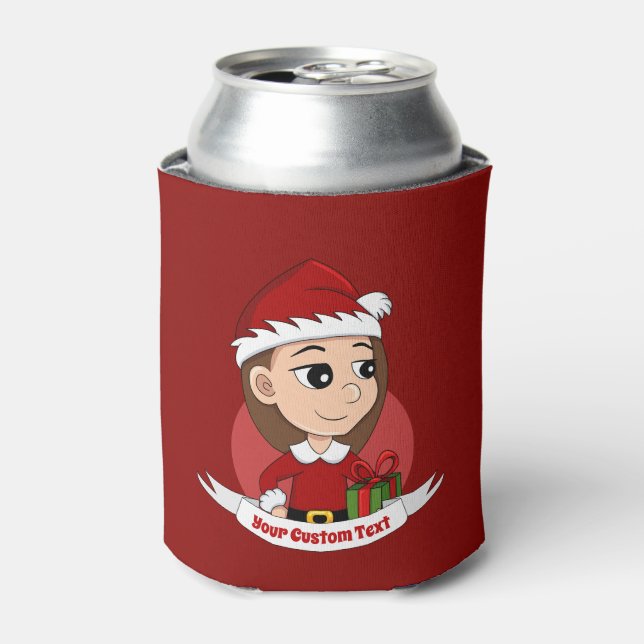 Custom christmas girl cartoon can cooler (Can Front)