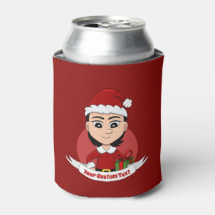 Custom christmas girl cartoon can cooler
