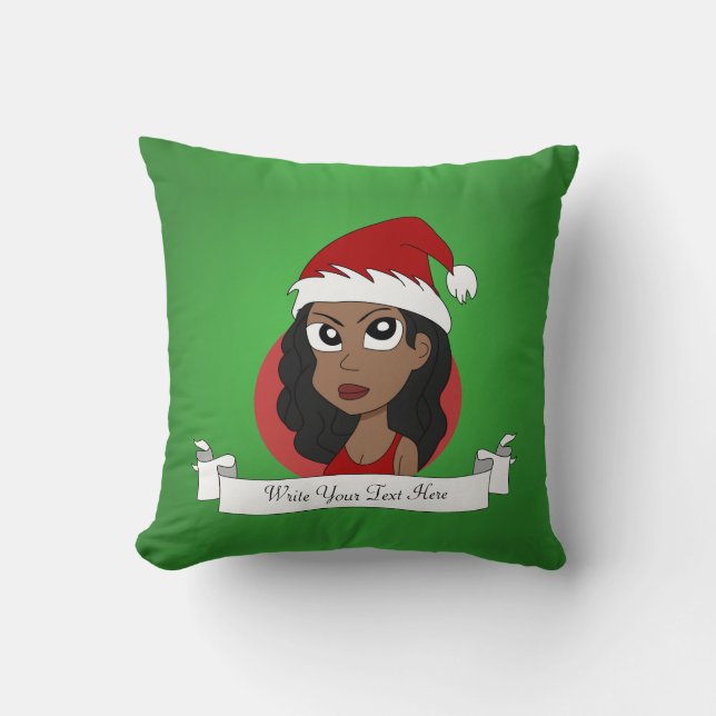 Custom Christmas girl cartoon Cushion (Front)