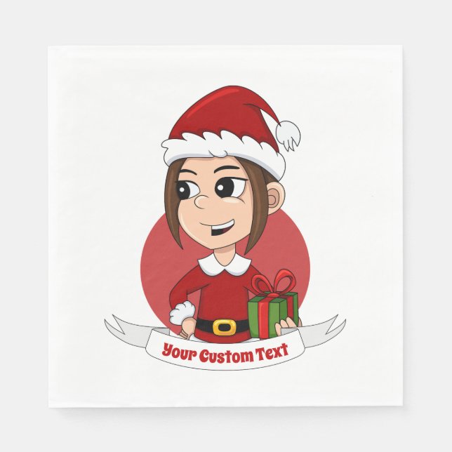 Custom christmas girl cartoon napkins (Front)