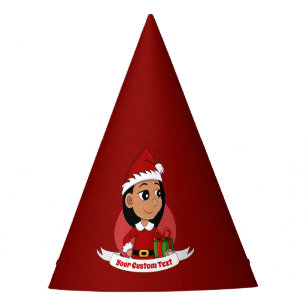 Custom christmas girl cartoon party hat