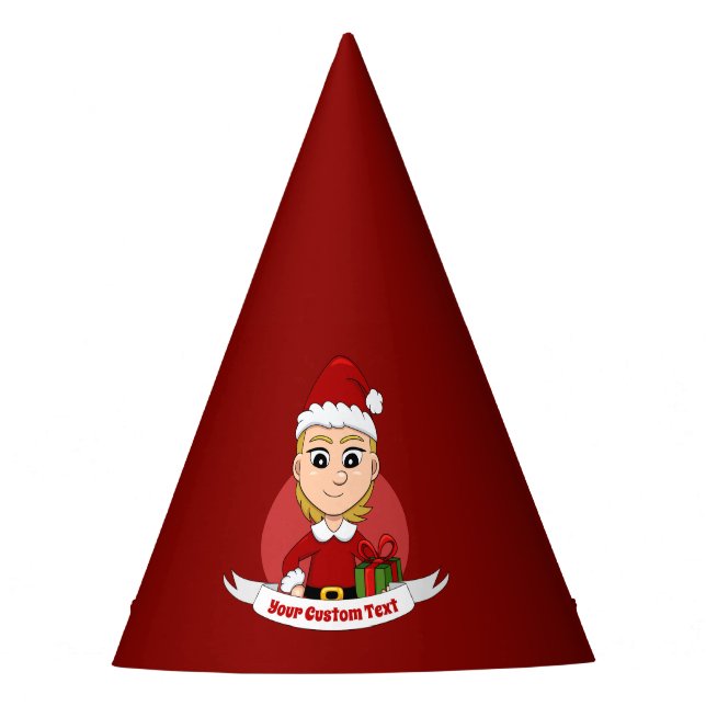 Custom christmas girl cartoon party hat (Front)