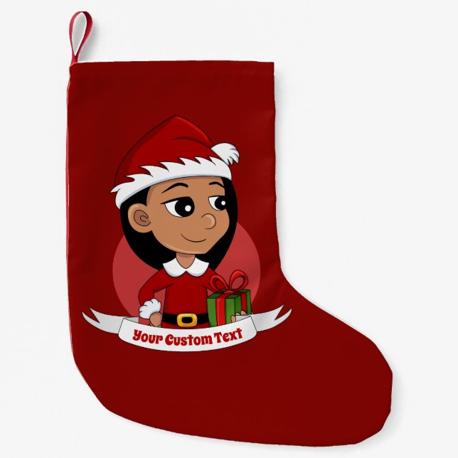 Custom christmas girl cartoon small christmas stoc stocking (Front)
