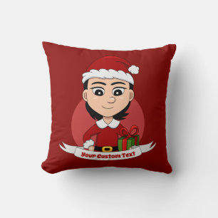 Custom christmas girl cartoon throw pillow