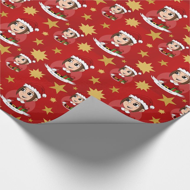Custom christmas girl cartoon wrapping paper (Corner)