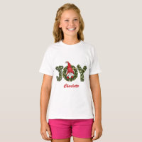 Custom Christmas Gnome Joy Red Green White T-Shirt