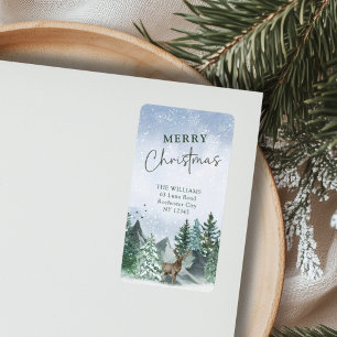 Custom Christmas Green Watercolor Return address Label