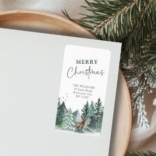 Custom Christmas Green Watercolor Return address Label