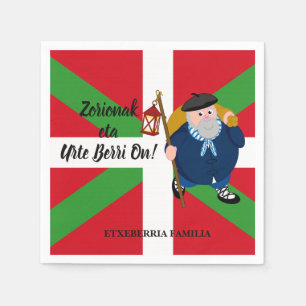 Custom Christmas greeting, Olentzero + Ikurriña: Napkin